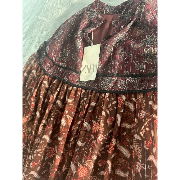 Zara Burgundy Floral Blouse - Picture 10 of 15